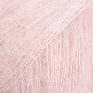Siūlai mezgimo  DROPS Kid-Silk uni colour 63 POWDER PINK (Pudros rožinė)